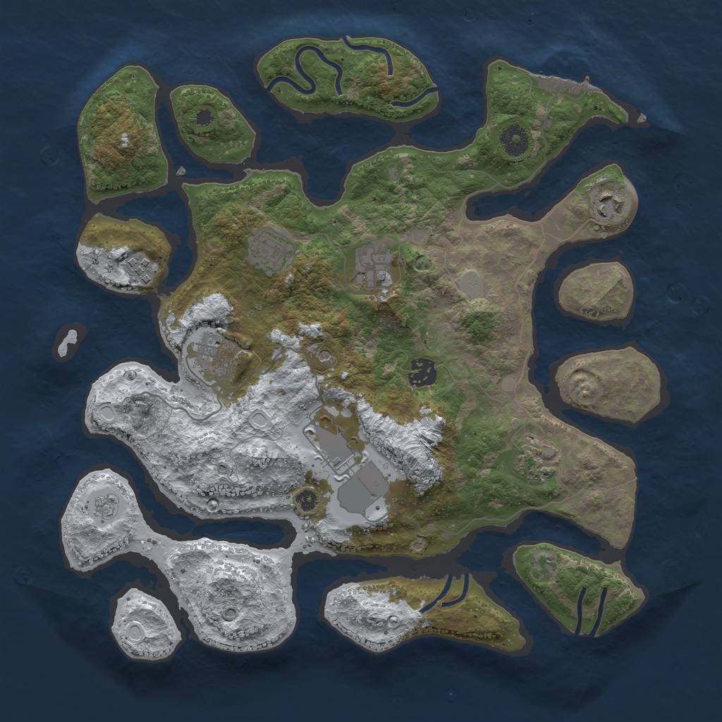 Rust Map: Procedural Map, Size: 3700, Seed: 4674049, 16 Monuments