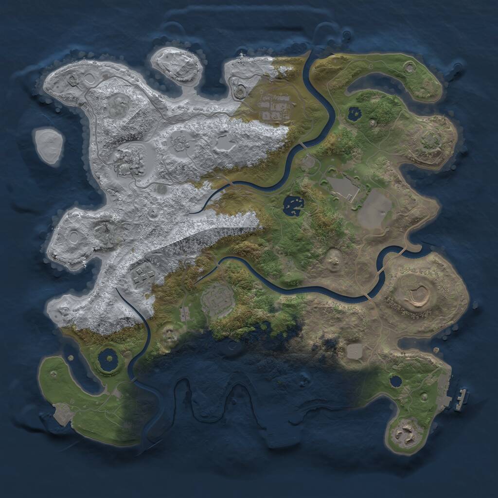 Rust Map: Procedural Map, Size: 3500, Seed: 1570142, 14 Monuments