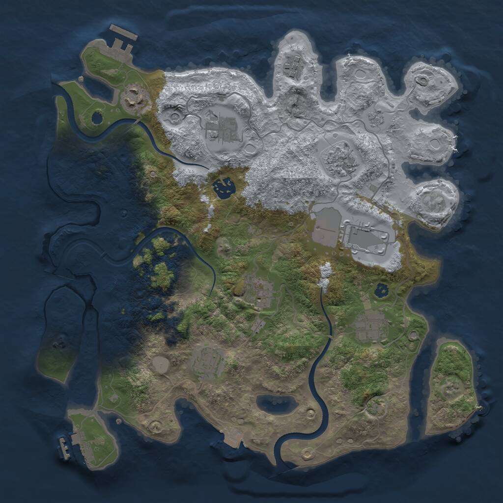 Rust Map: Procedural Map, Size: 3500, Seed: 2418593, 15 Monuments