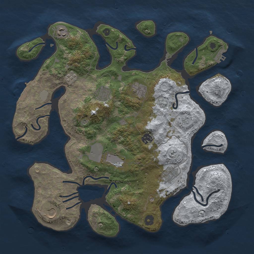 Rust Map: Procedural Map, Size: 3700, Seed: 6302461, 17 Monuments