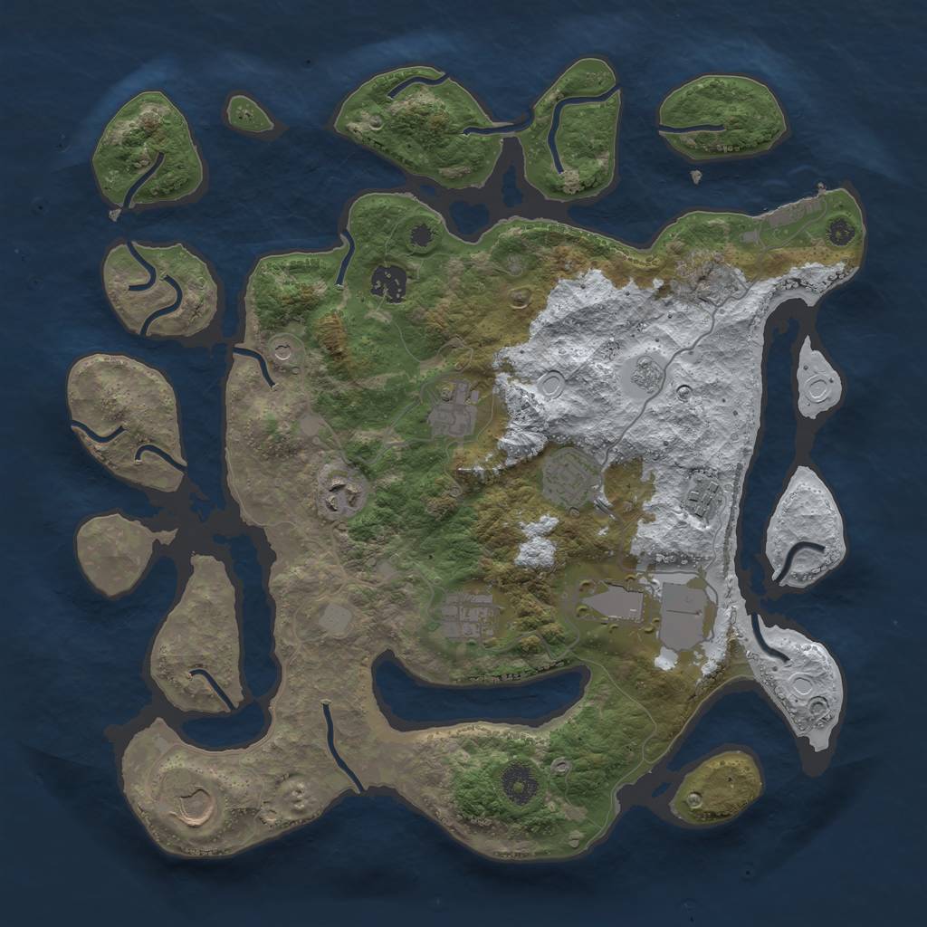 Rust Map: Procedural Map, Size: 3700, Seed: 2860250, 16 Monuments