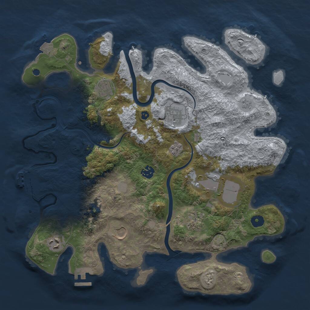 Rust Map: Procedural Map, Size: 3700, Seed: 2420073, 14 Monuments