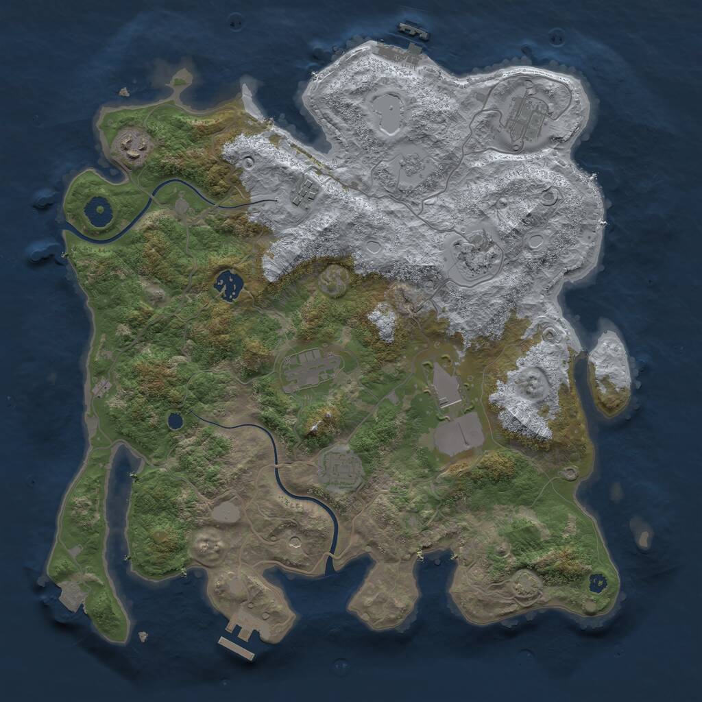 Rust Map: Procedural Map, Size: 3700, Seed: 3481780, 14 Monuments