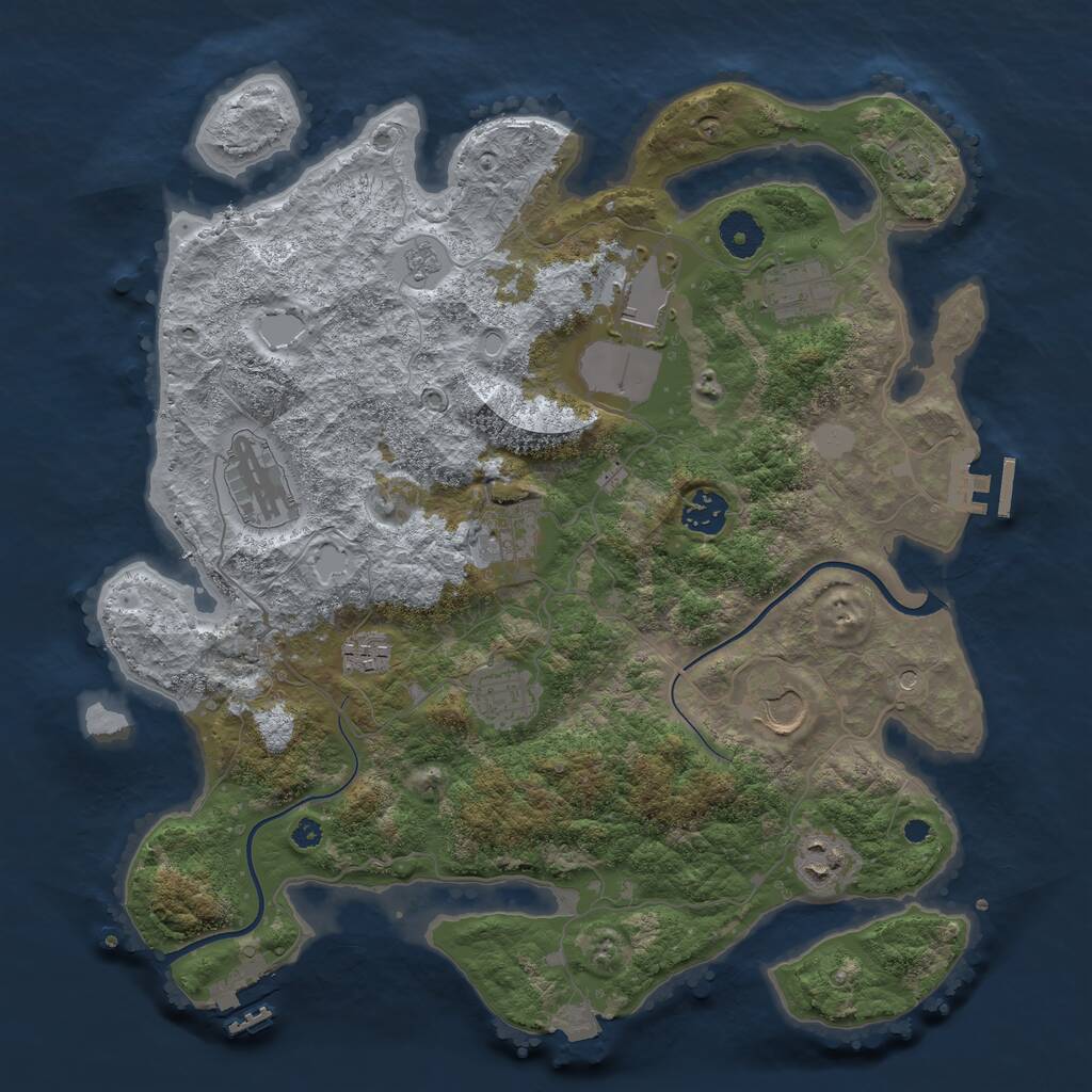 Rust Map: Procedural Map, Size: 3700, Seed: 2738973, 15 Monuments