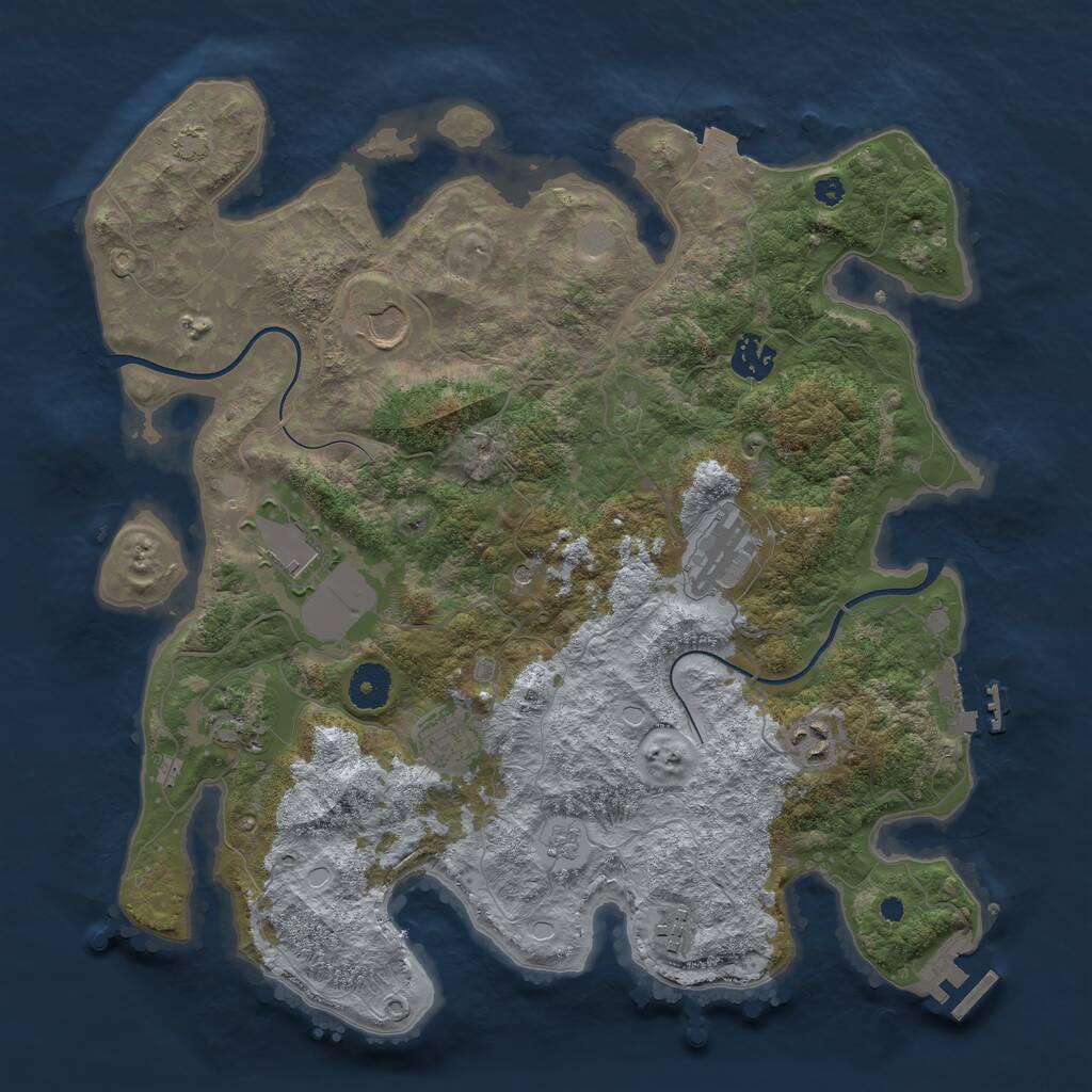 Rust Map: Procedural Map, Size: 3700, Seed: 5364216, 14 Monuments