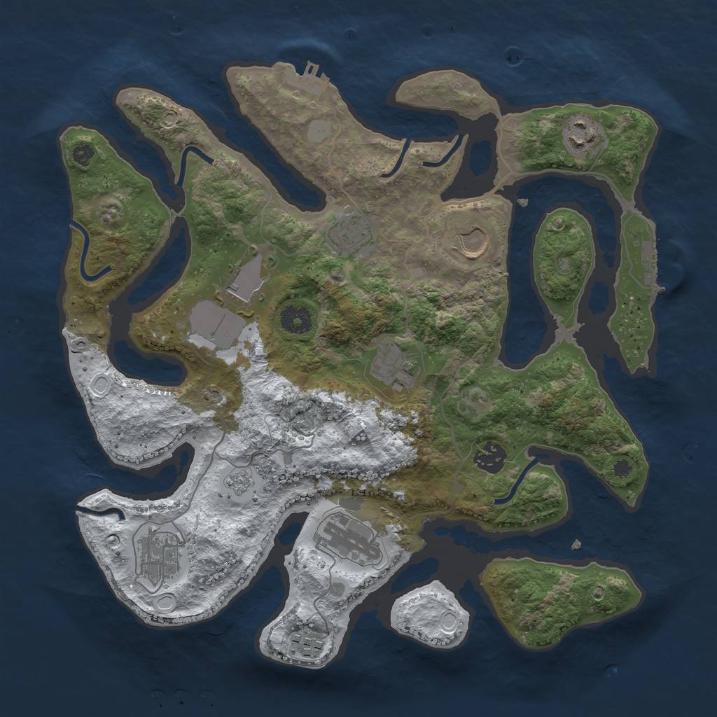 Rust Map: Procedural Map, Size: 3500, Seed: 4677303, 17 Monuments