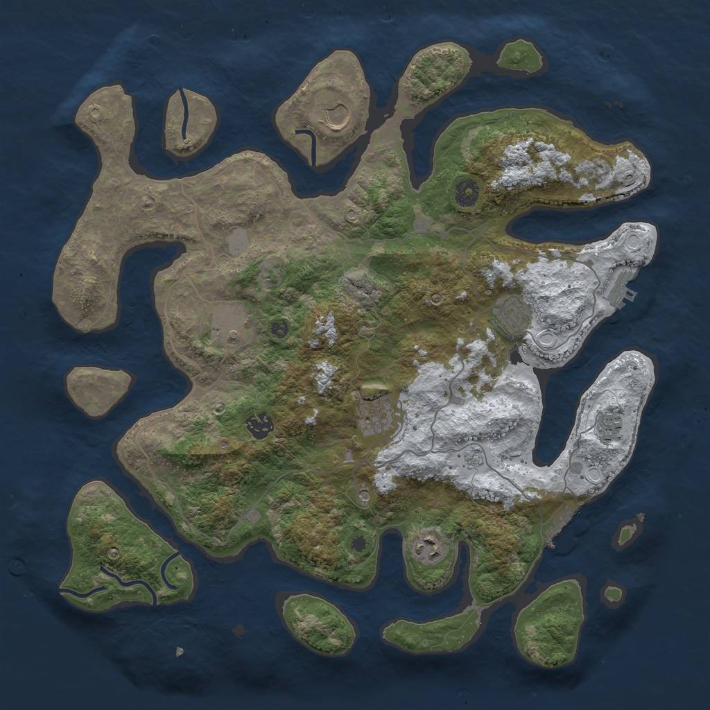 Rust Map: Procedural Map, Size: 4000, Seed: 4185302, 16 Monuments