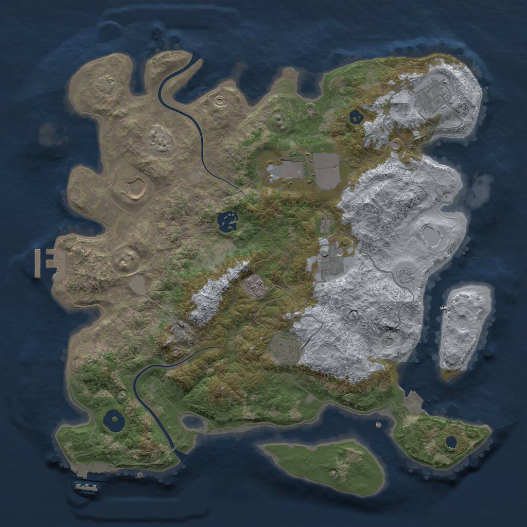 Rust Map: Procedural Map, Size: 3700, Seed: 2881436, 13 Monuments