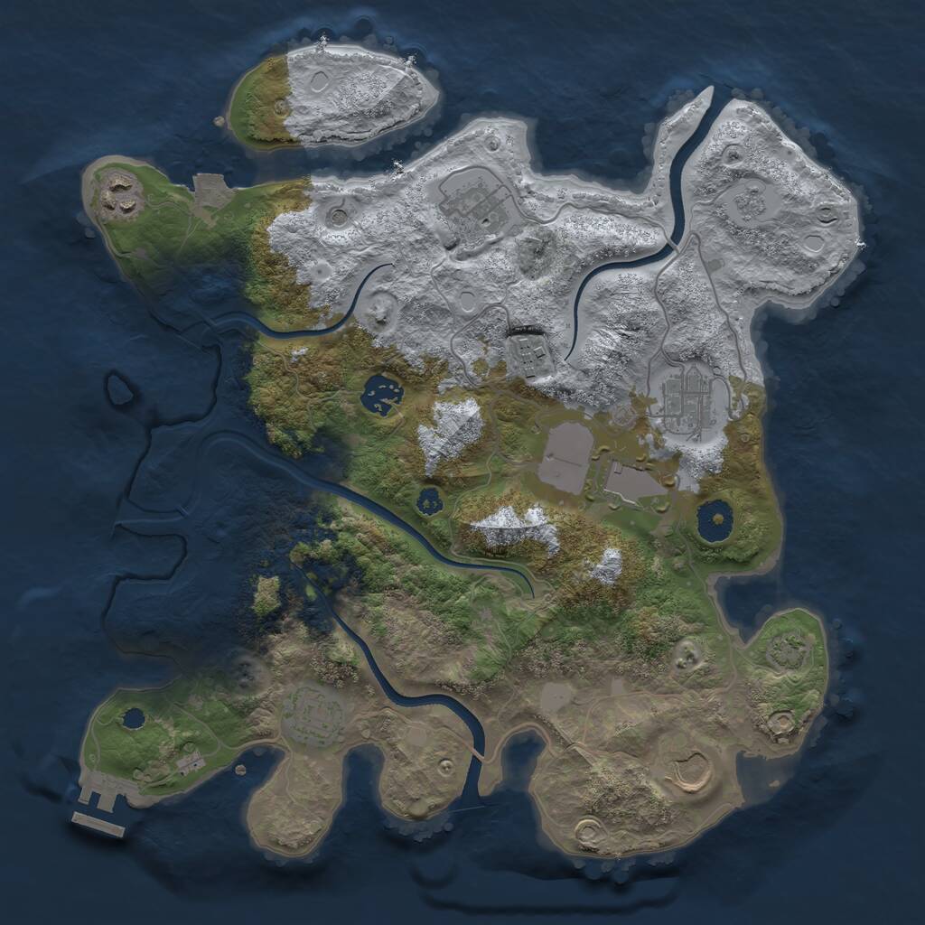 Rust Map: Procedural Map, Size: 3500, Seed: 5374, 13 Monuments
