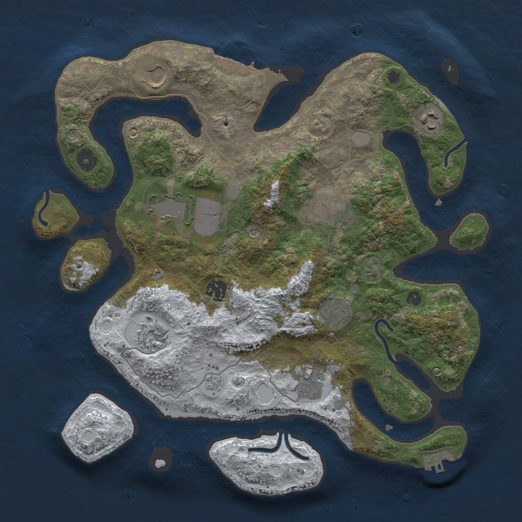 Rust Map: Procedural Map, Size: 3700, Seed: 5497401, 17 Monuments