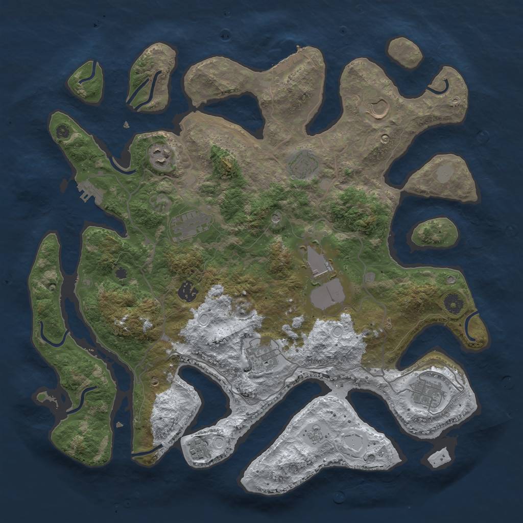 Rust Map: Procedural Map, Size: 4000, Seed: 40043, 18 Monuments