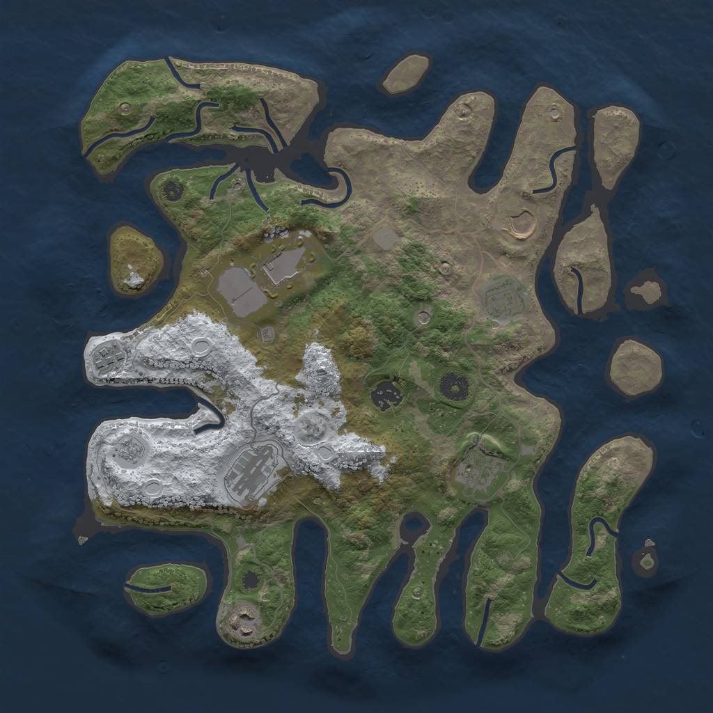 Rust Map: Procedural Map, Size: 3700, Seed: 1083417, 15 Monuments