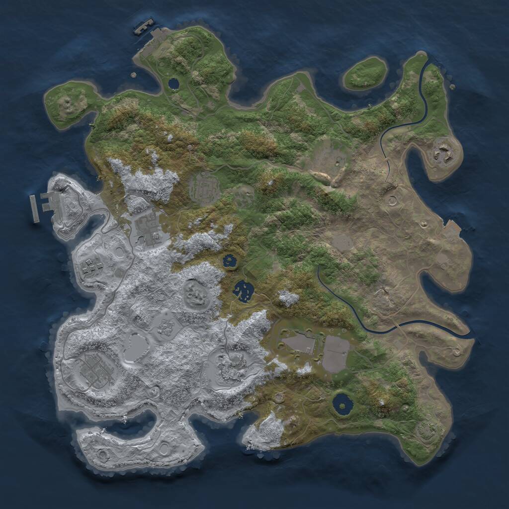 Rust Map: Procedural Map, Size: 3700, Seed: 4137067, 15 Monuments