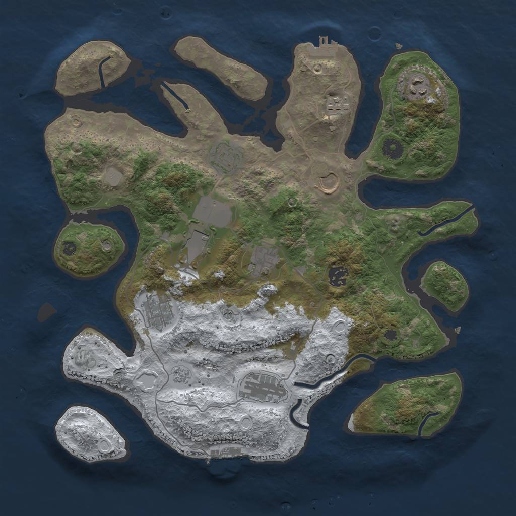 Rust Map: Procedural Map, Size: 3700, Seed: 4233441, 18 Monuments