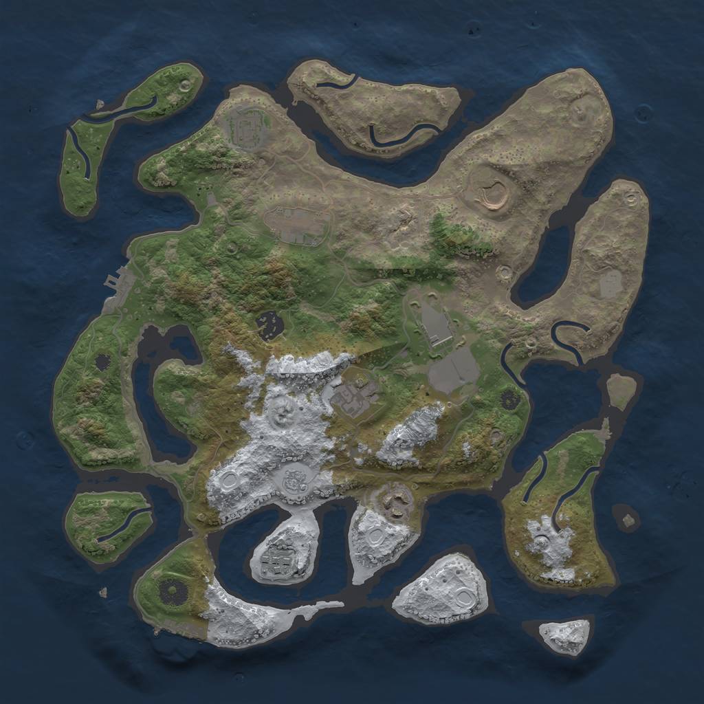 Rust Map: Procedural Map, Size: 3700, Seed: 1897411, 16 Monuments