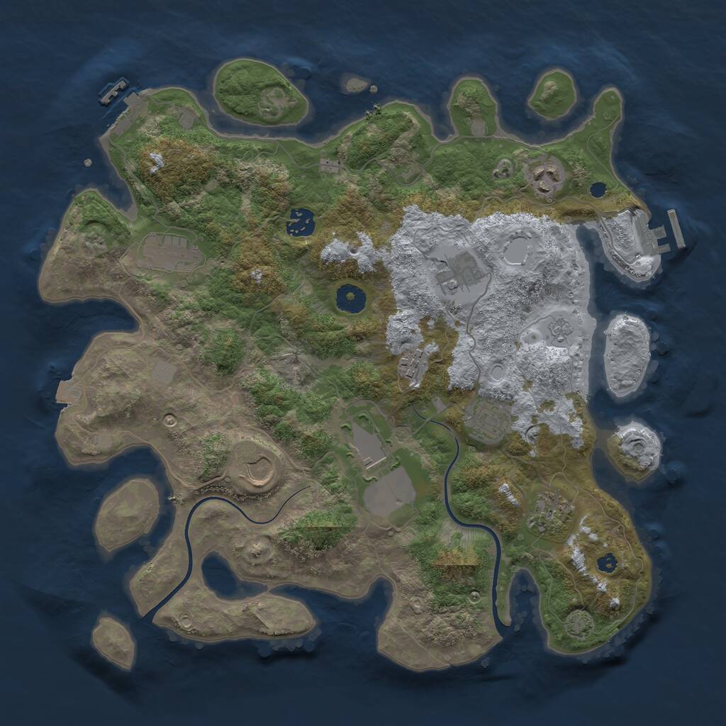 Rust Map: Procedural Map, Size: 3700, Seed: 5245612, 14 Monuments