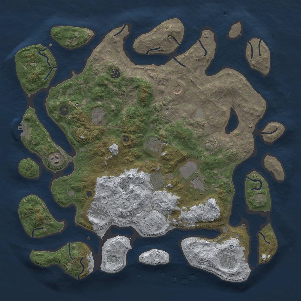 Rust Map: Procedural Map, Size: 4500, Seed: 618614, 19 Monuments