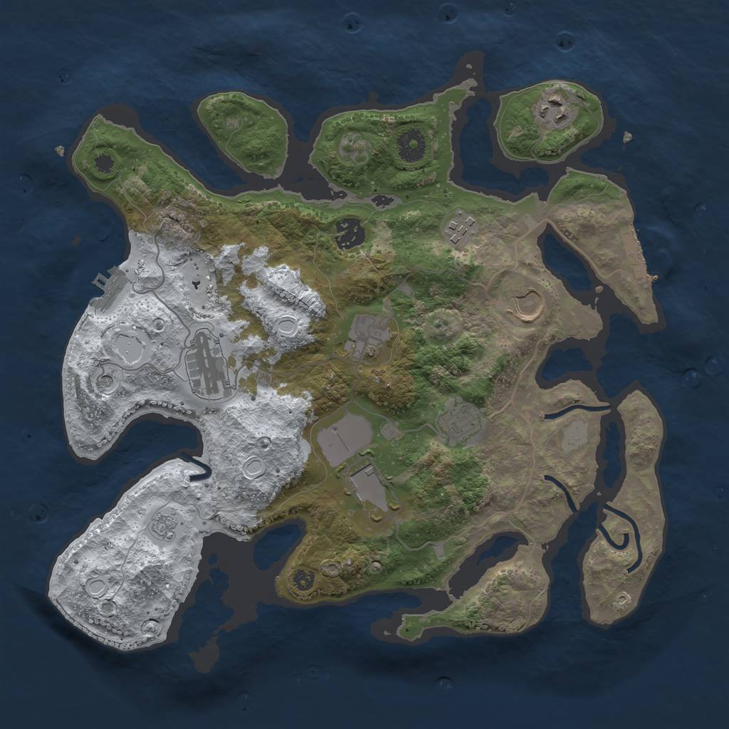 Rust Map: Procedural Map, Size: 3500, Seed: 1358637808, 17 Monuments