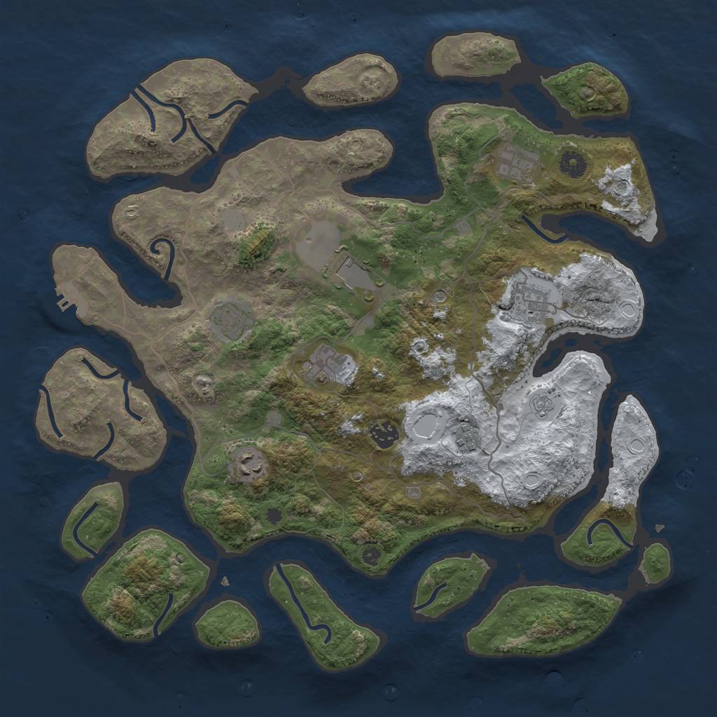 Rust Map: Procedural Map, Size: 4000, Seed: 2735479, 16 Monuments