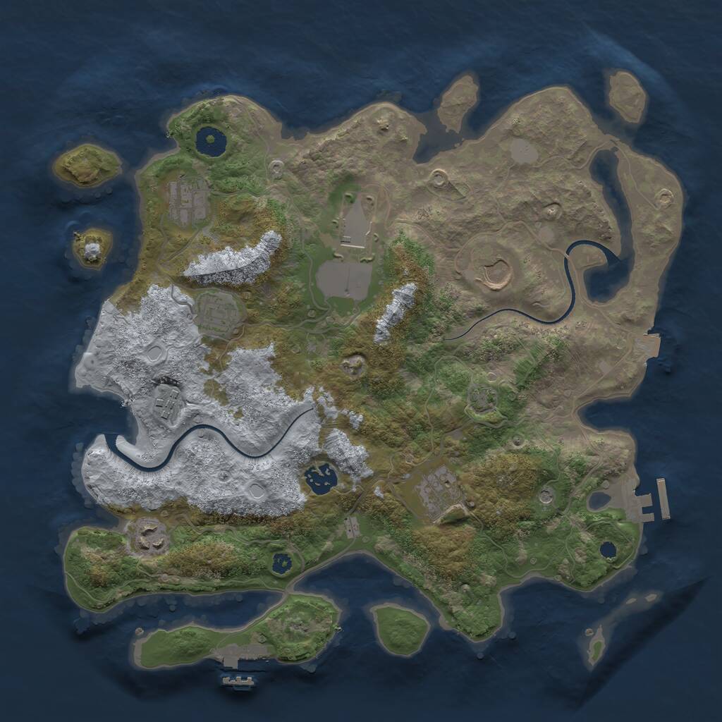 Rust Map: Procedural Map, Size: 3550, Seed: 501338, 13 Monuments