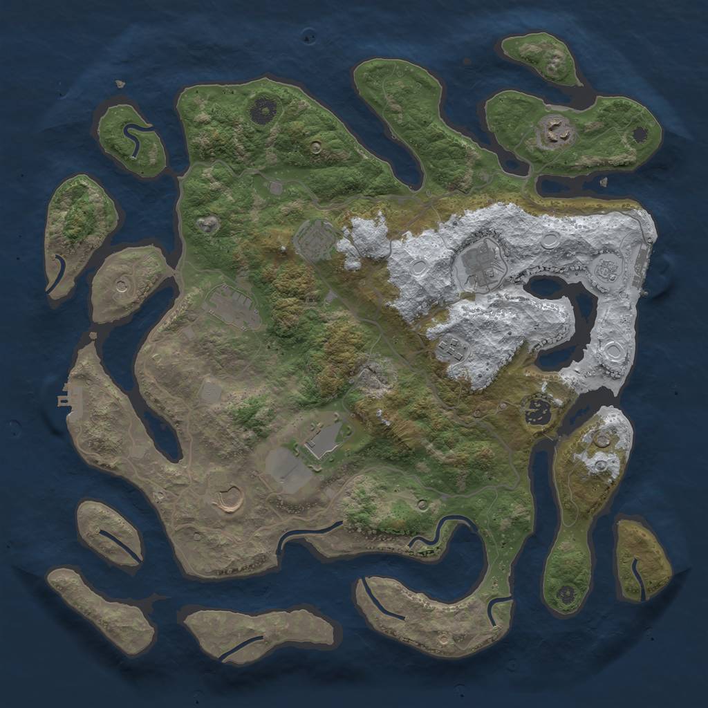 Rust Map: Procedural Map, Size: 4000, Seed: 221003, 17 Monuments