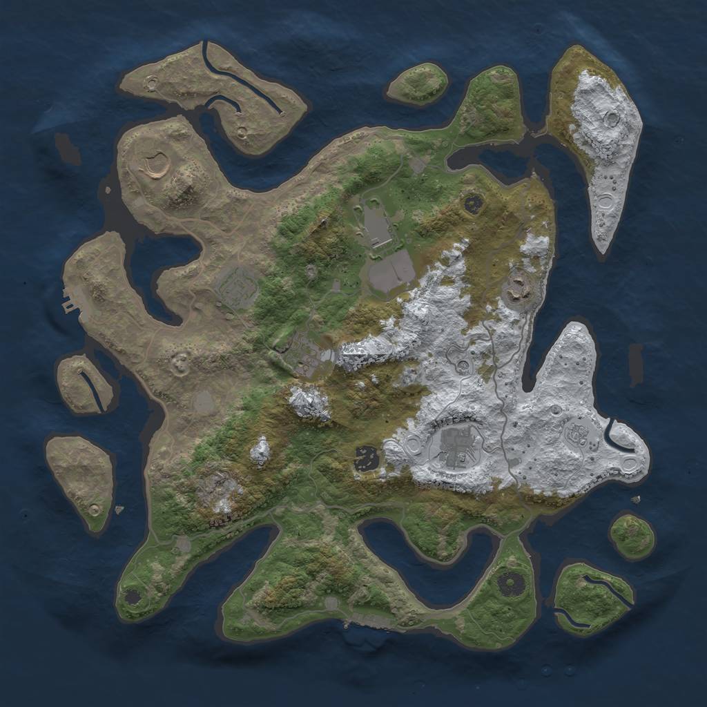 Rust Map: Procedural Map, Size: 4000, Seed: 1239848286, 16 Monuments