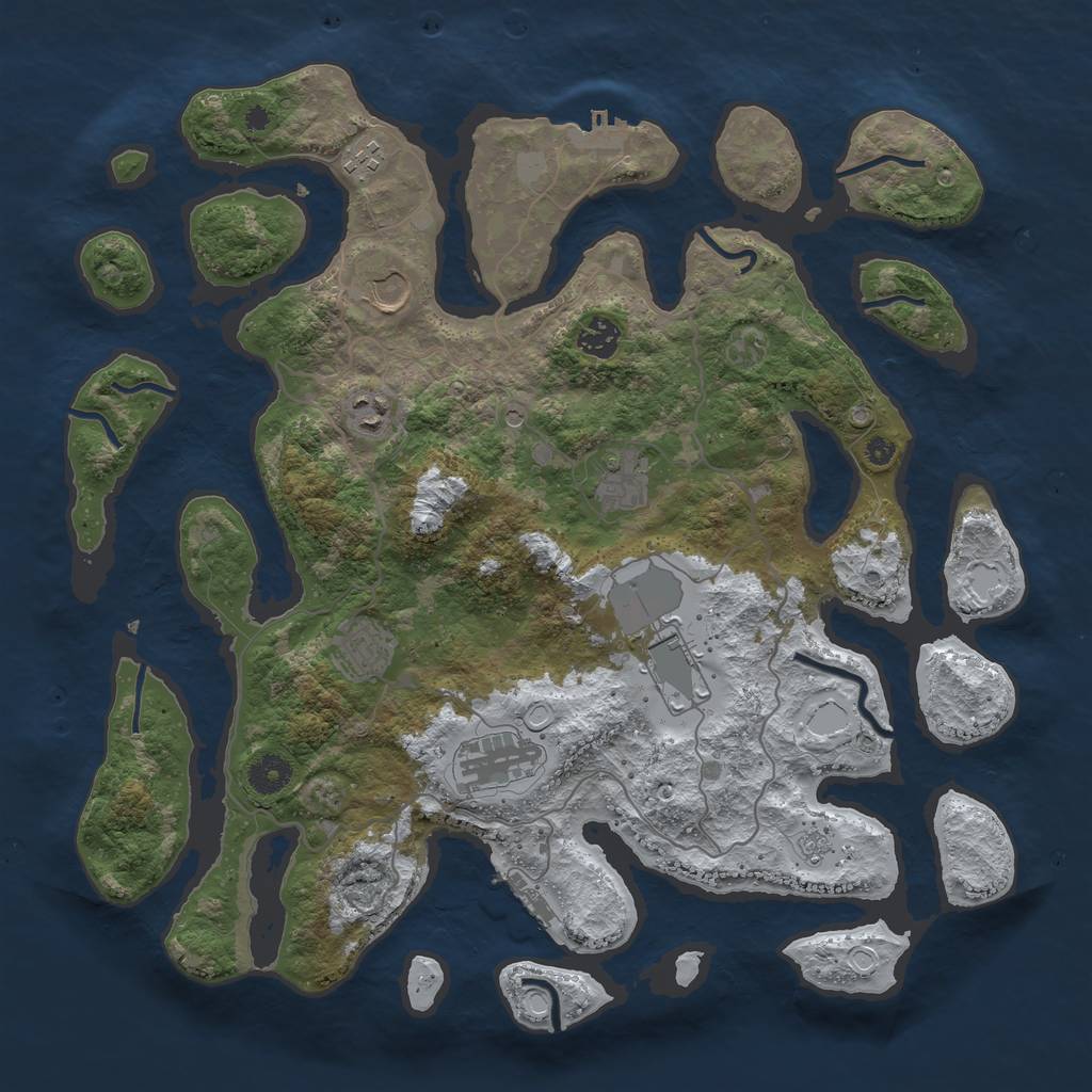 Rust Map: Procedural Map, Size: 4000, Seed: 3826094, 17 Monuments