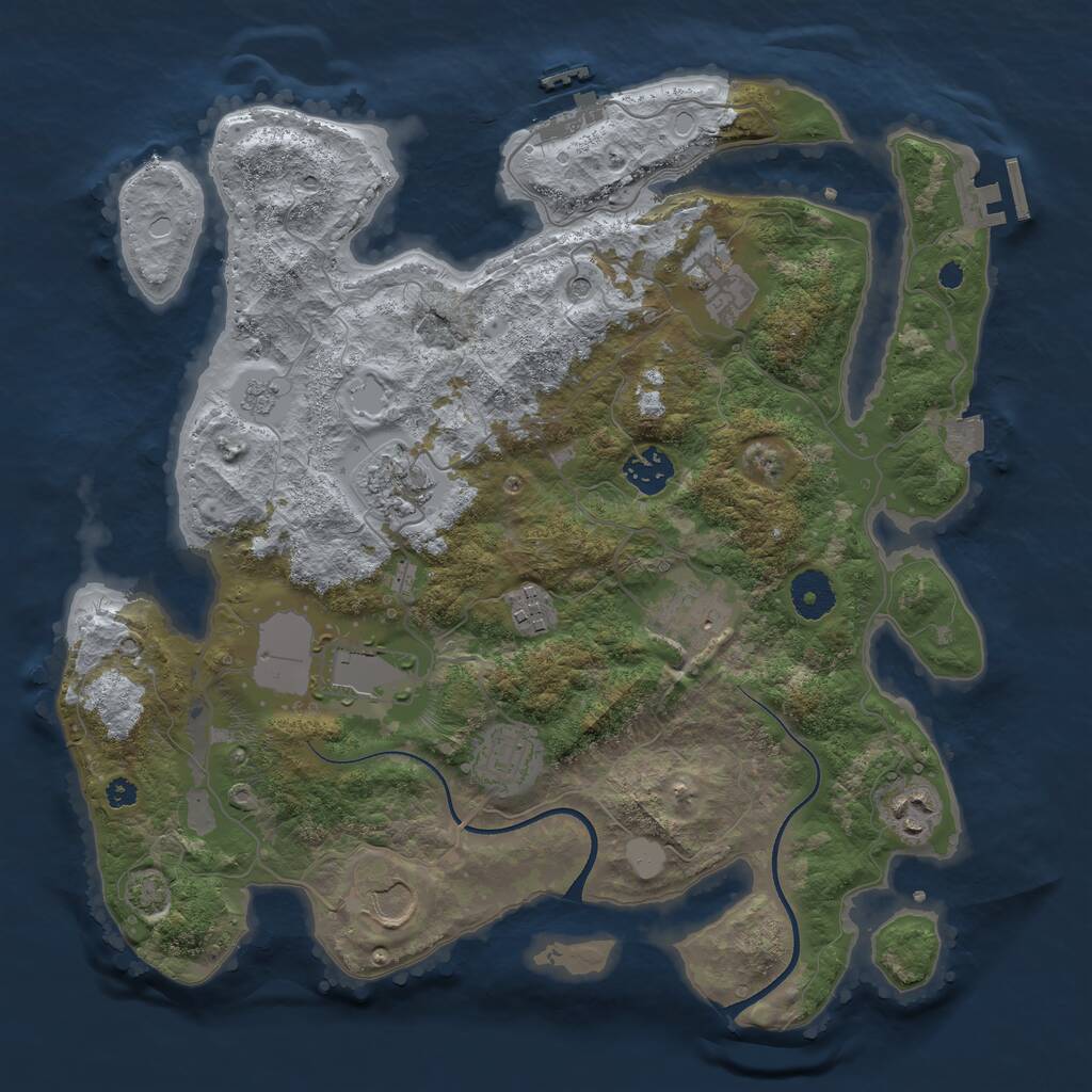 Rust Map: Procedural Map, Size: 3550, Seed: 206943, 15 Monuments