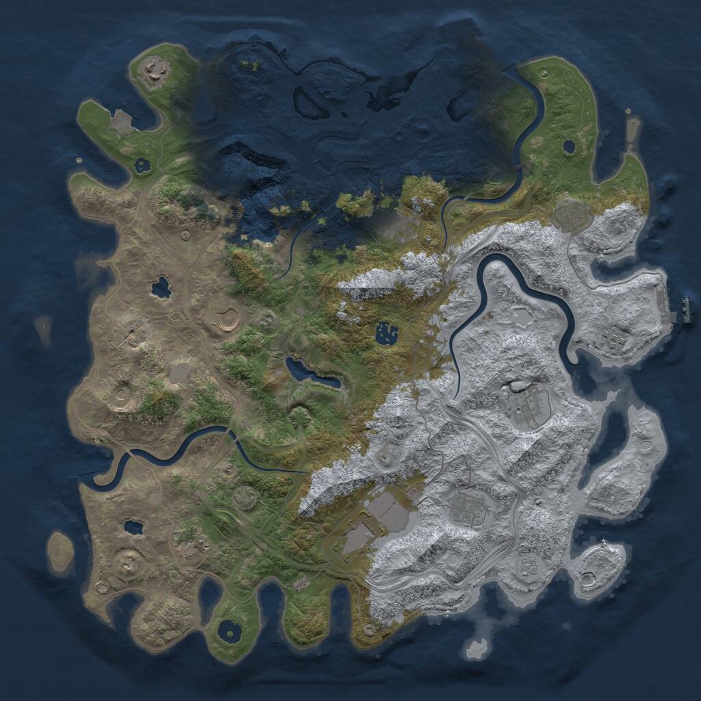 Rust Map: Procedural Map, Size: 4500, Seed: 1354001, 16 Monuments