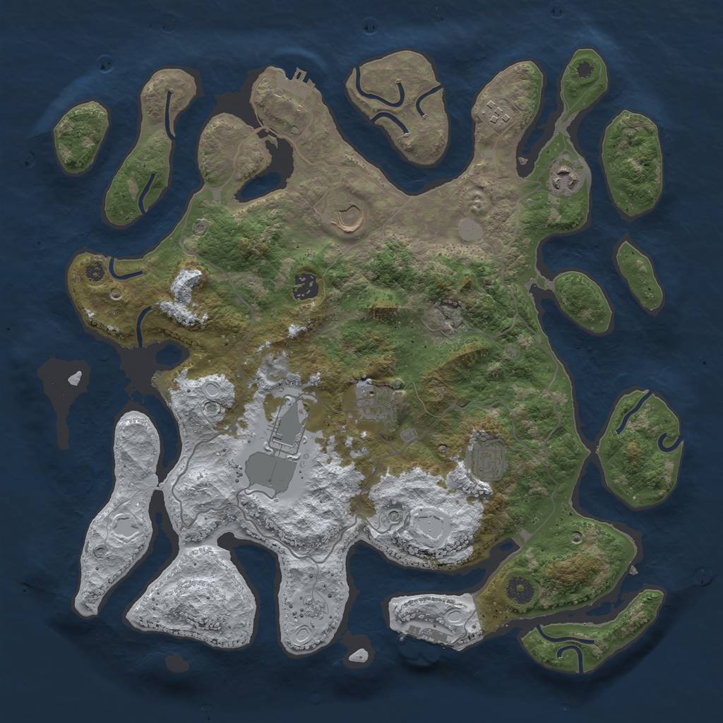 Rust Map: Procedural Map, Size: 4000, Seed: 421721, 16 Monuments