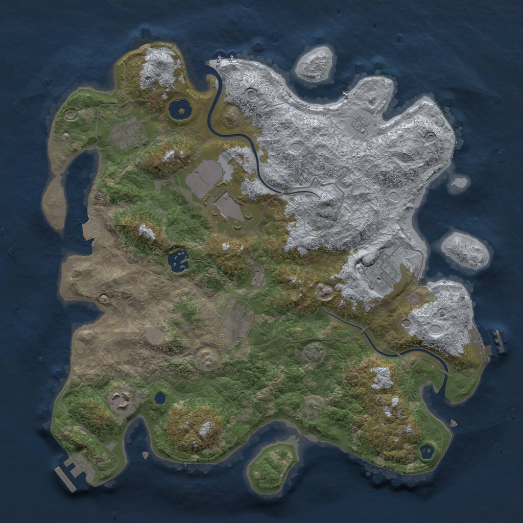 Rust Map: Procedural Map, Size: 3600, Seed: 254123, 12 Monuments