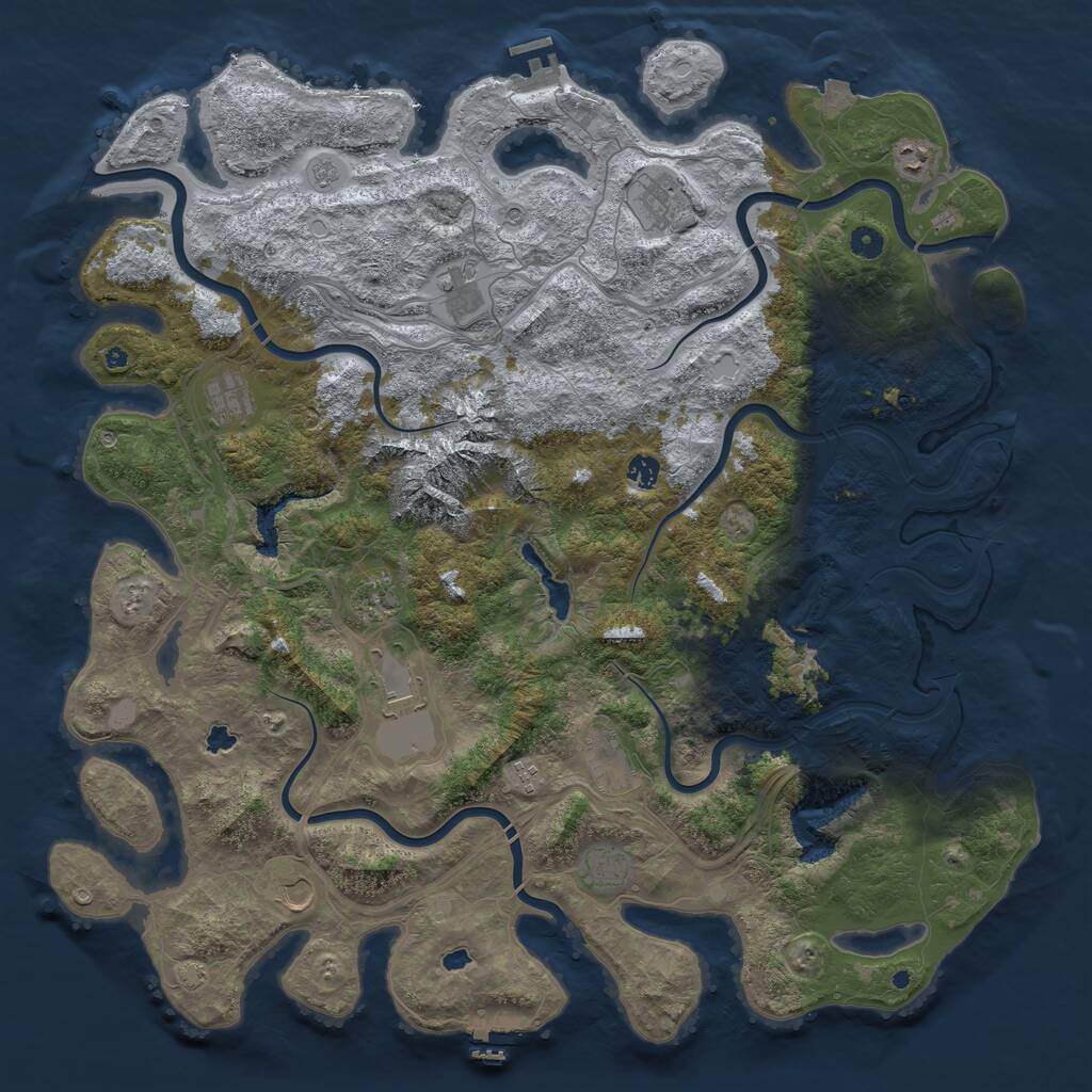 Rust Map: Procedural Map, Size: 5000, Seed: 141674925, 17 Monuments