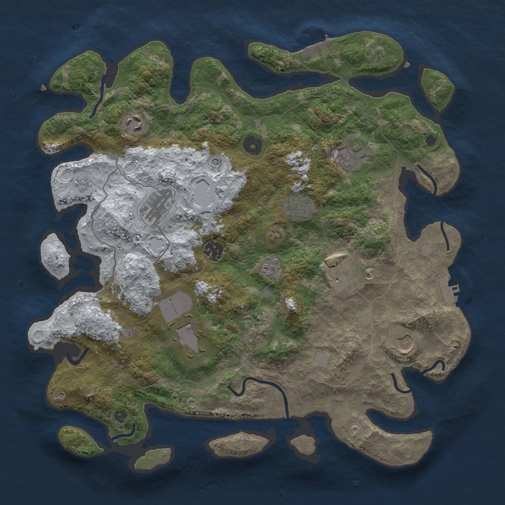 Rust Map: Procedural Map, Size: 4000, Seed: 2281554, 19 Monuments
