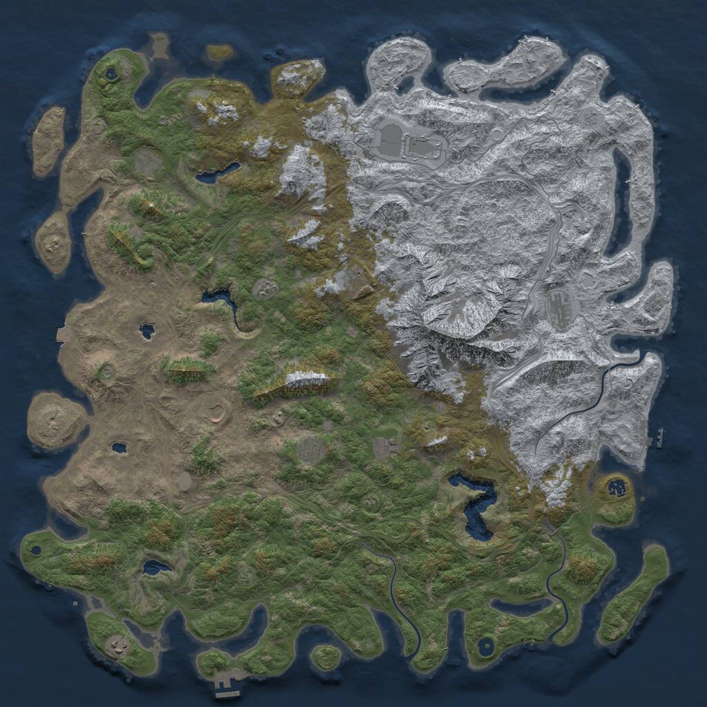 Rust Map: Procedural Map, Size: 6000, Seed: 1664, 17 Monuments