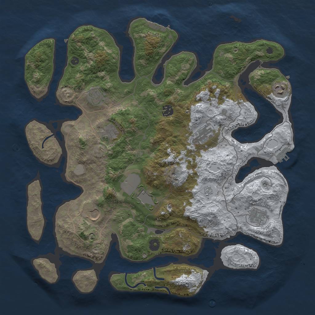Rust Map: Procedural Map, Size: 4000, Seed: 4776949, 17 Monuments