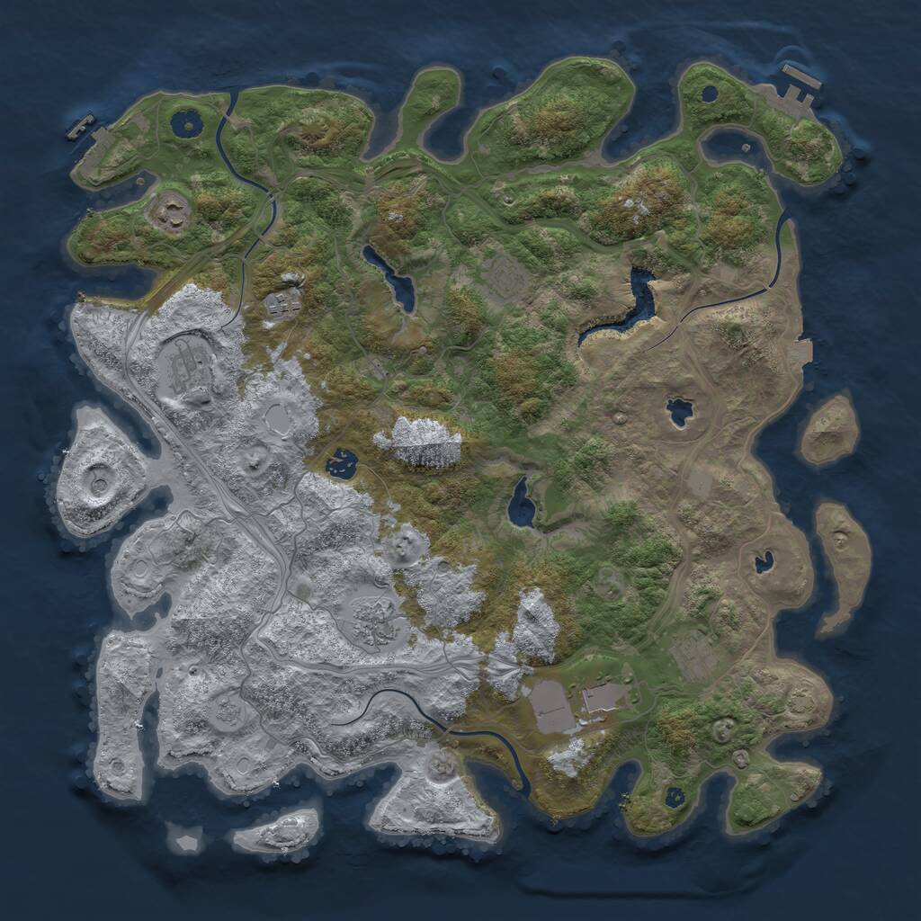 Rust Map: Procedural Map, Size: 4500, Seed: 4755475, 14 Monuments