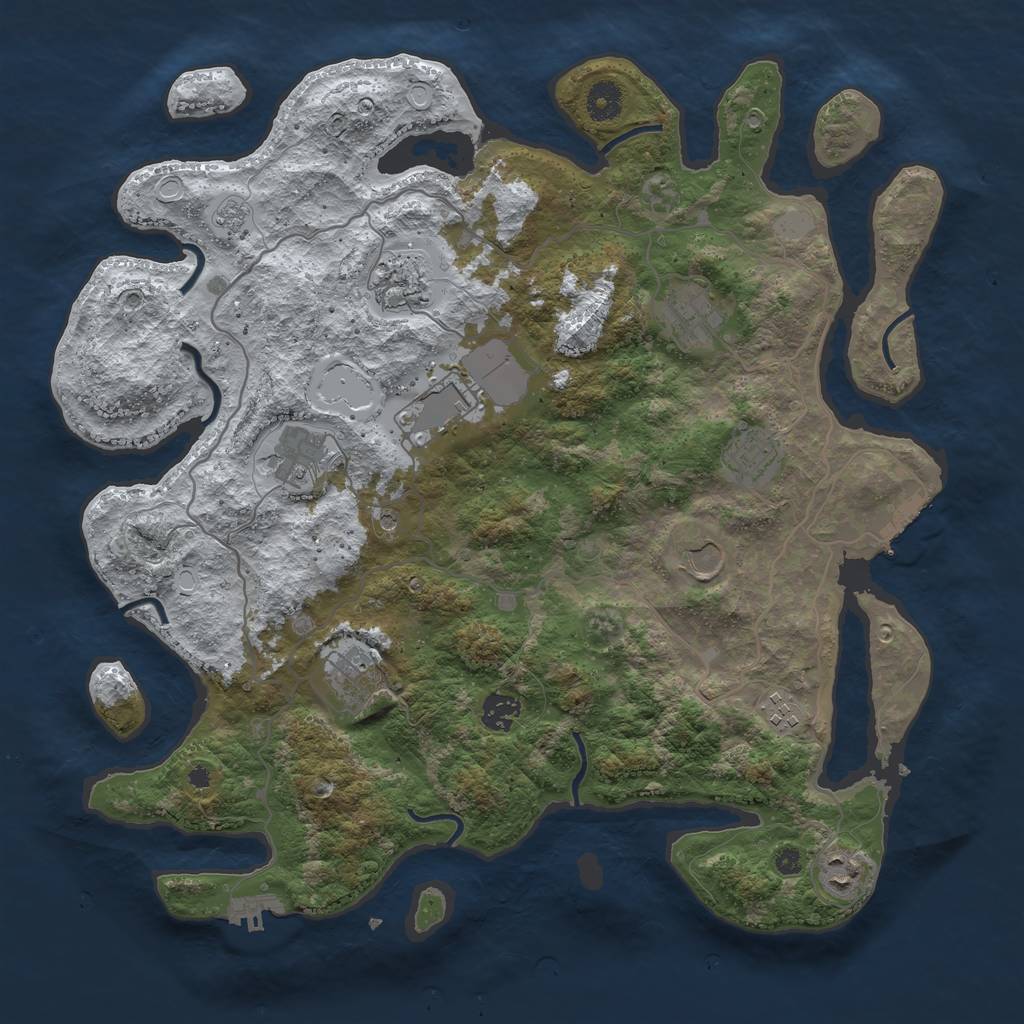 Rust Map: Procedural Map, Size: 4000, Seed: 6046581, 19 Monuments
