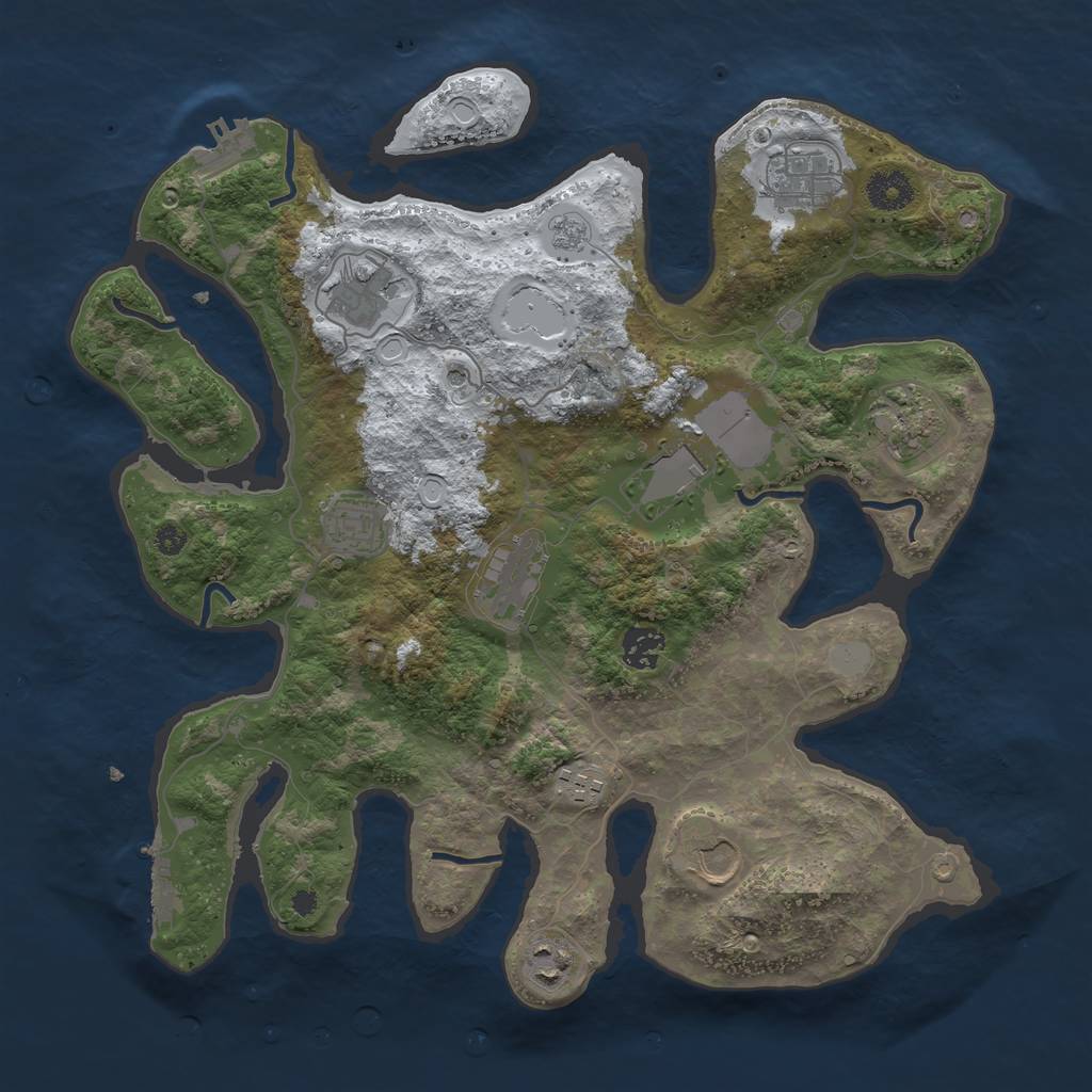 Rust Map: Procedural Map, Size: 3700, Seed: 2112572454, 19 Monuments