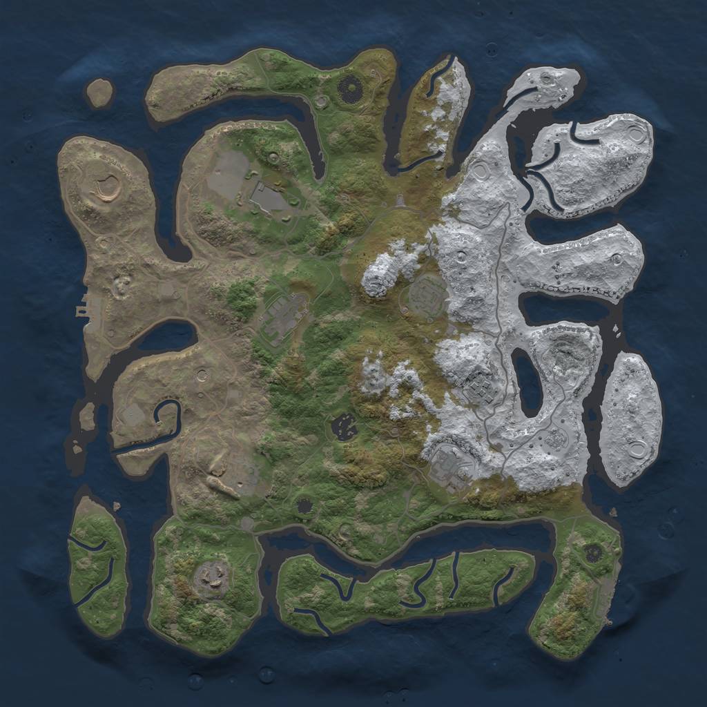 Rust Map: Procedural Map, Size: 4000, Seed: 3989599, 18 Monuments