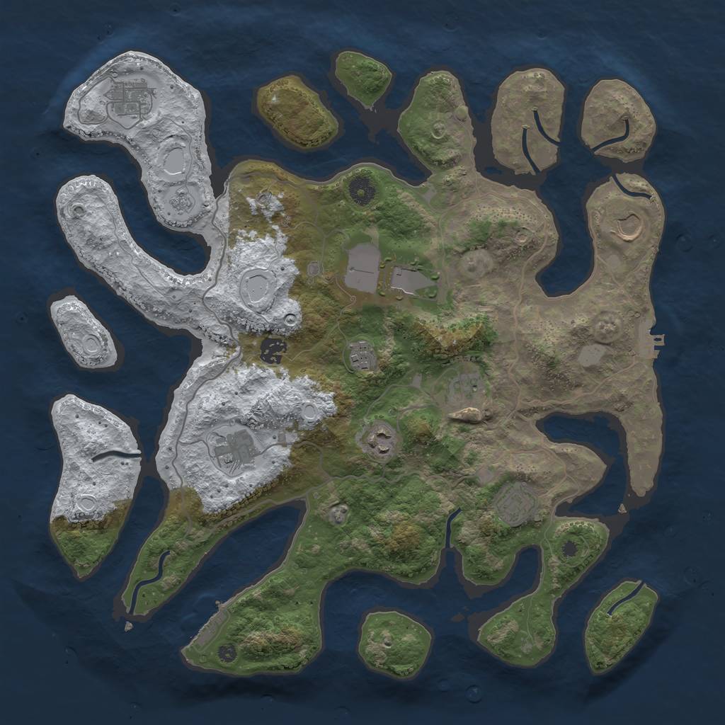 Rust Map: Procedural Map, Size: 4000, Seed: 4771050, 17 Monuments