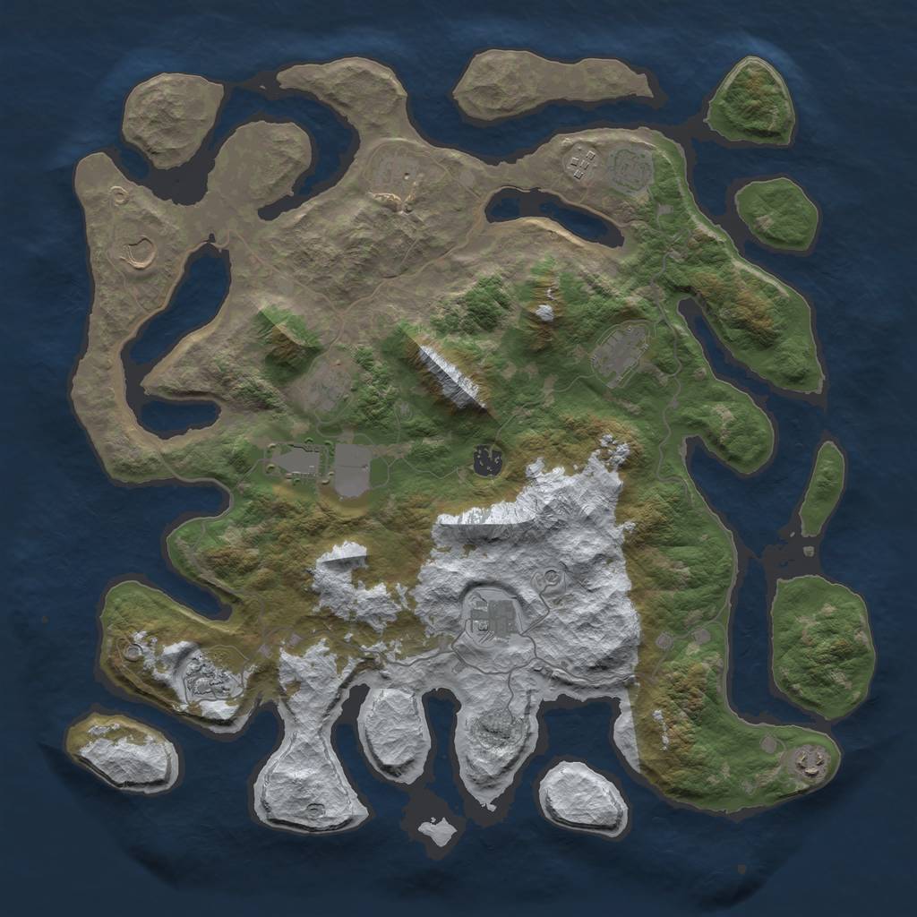 Rust Map: Barren, Size: 4500, Seed: 5607798, 14 Monuments