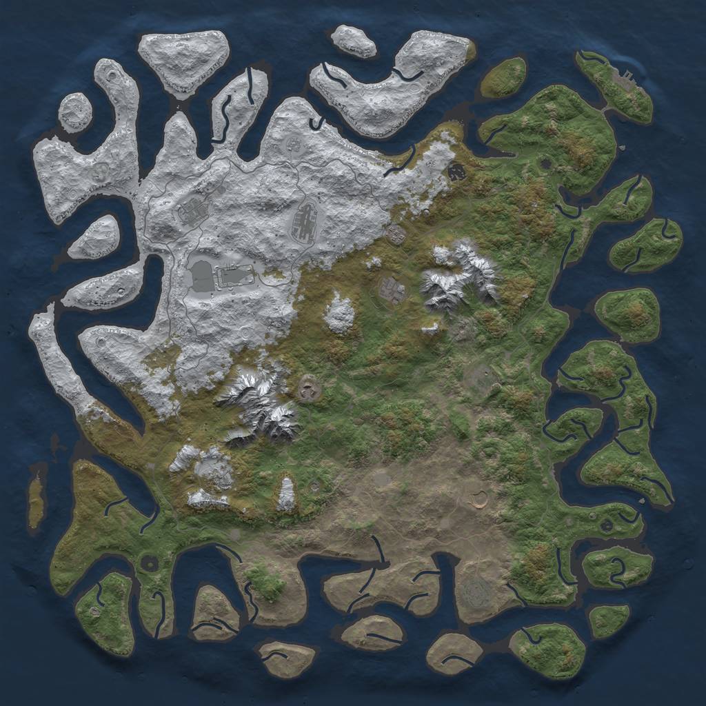 Rust Map: Procedural Map, Size: 6000, Seed: 4268954, 19 Monuments