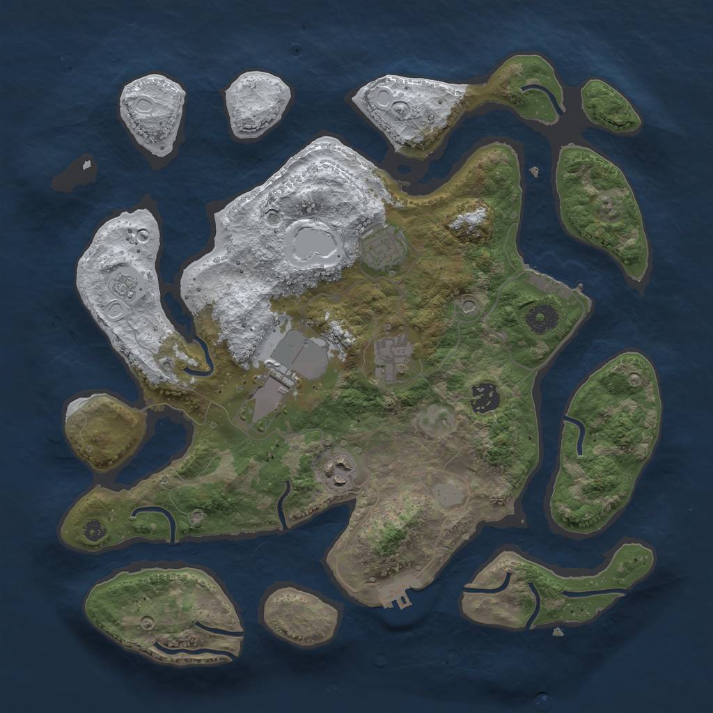 Rust Map: Procedural Map, Size: 3500, Seed: 442120334, 14 Monuments