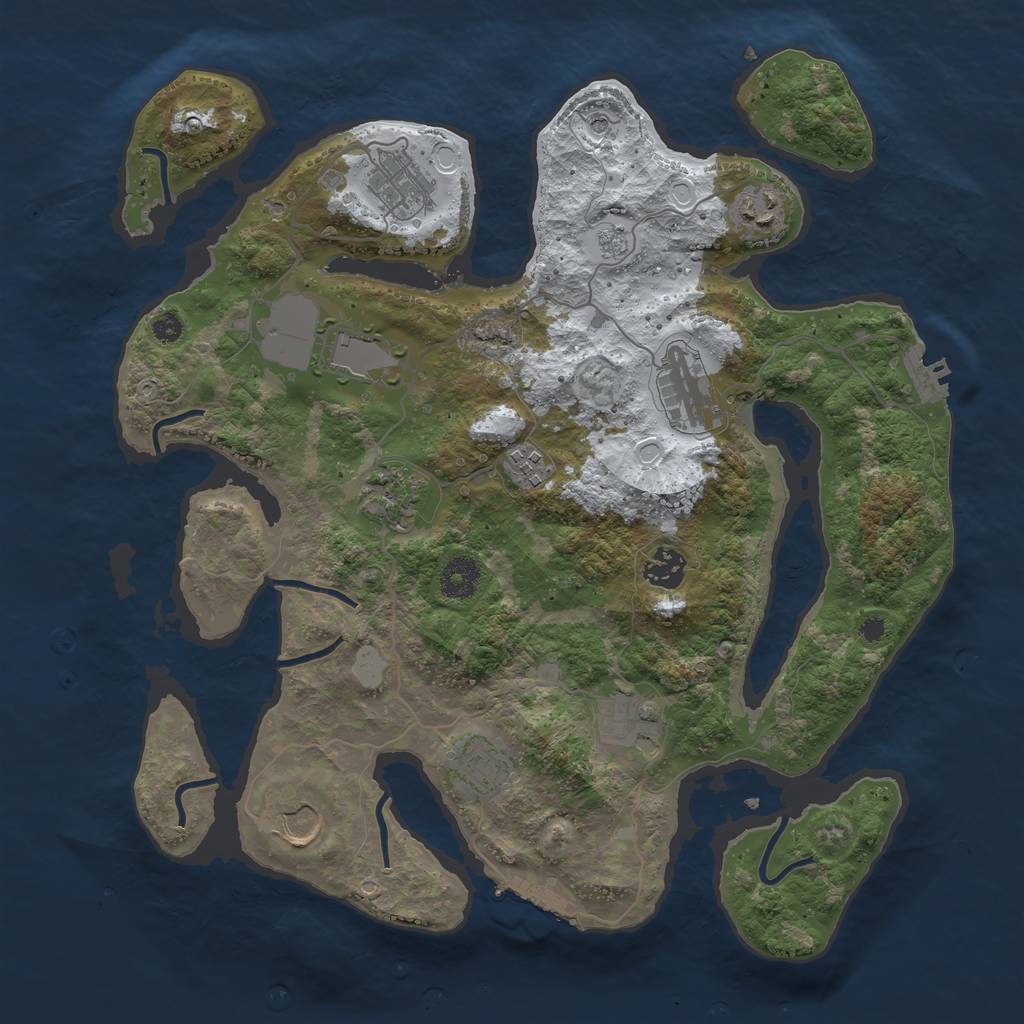 Rust Map: Procedural Map, Size: 3700, Seed: 1742902722, 19 Monuments