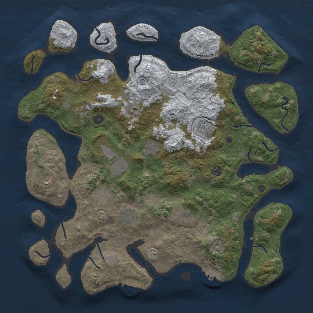 Rust Map: Procedural Map, Size: 4500, Seed: 466730, 20 Monuments
