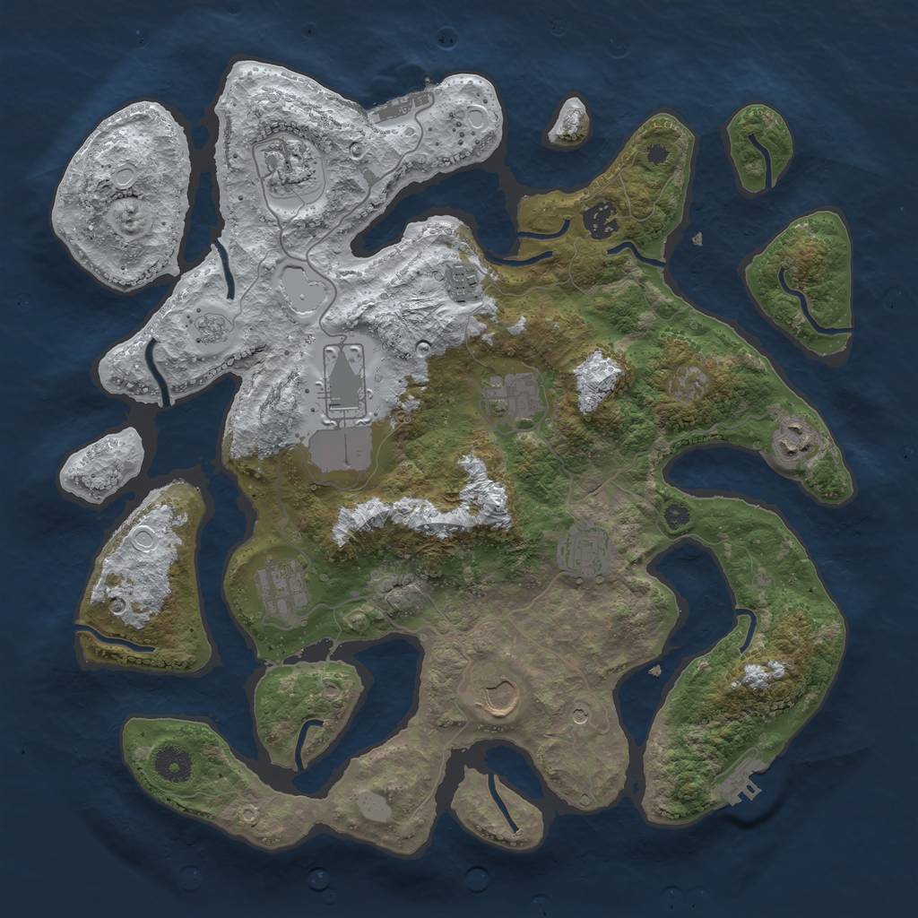 Rust Map: Procedural Map, Size: 3800, Seed: 950226088, 18 Monuments