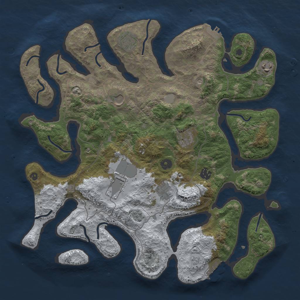 Rust Map: Procedural Map, Size: 4000, Seed: 3888817, 17 Monuments