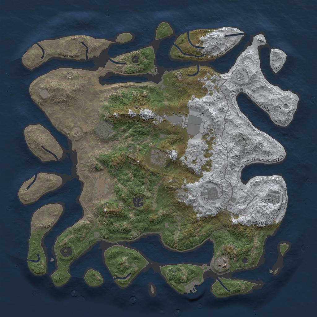 Rust Map: Procedural Map, Size: 4250, Seed: 9999999, 16 Monuments