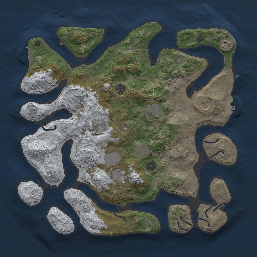 Rust Map: Procedural Map, Size: 4000, Seed: 1496973, 17 Monuments