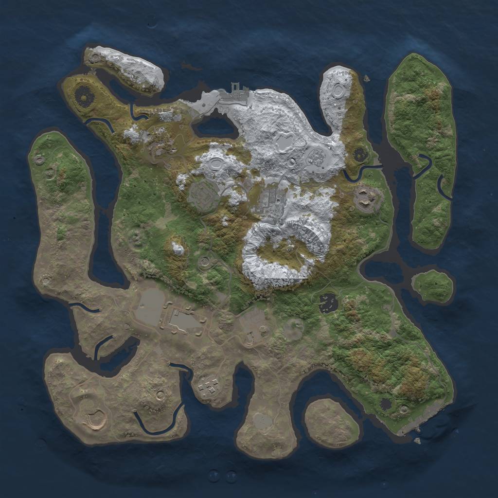 Rust Map: Procedural Map, Size: 3700, Seed: 517982971, 18 Monuments